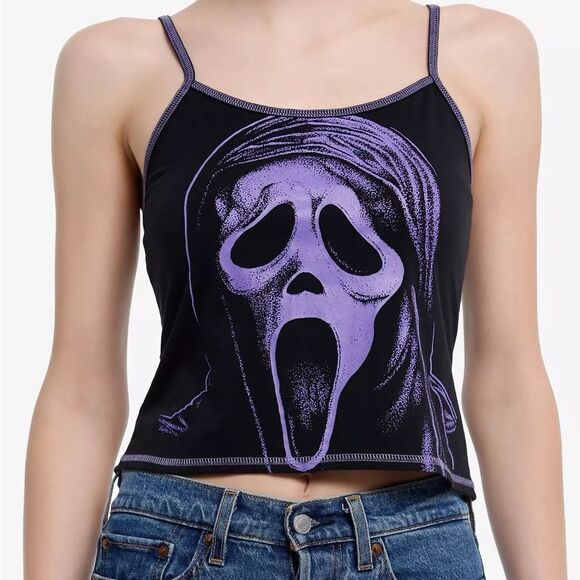 Hot Topic Ghost Face Jumbo Print Girls Cami Black XS - Picture 1 of 5